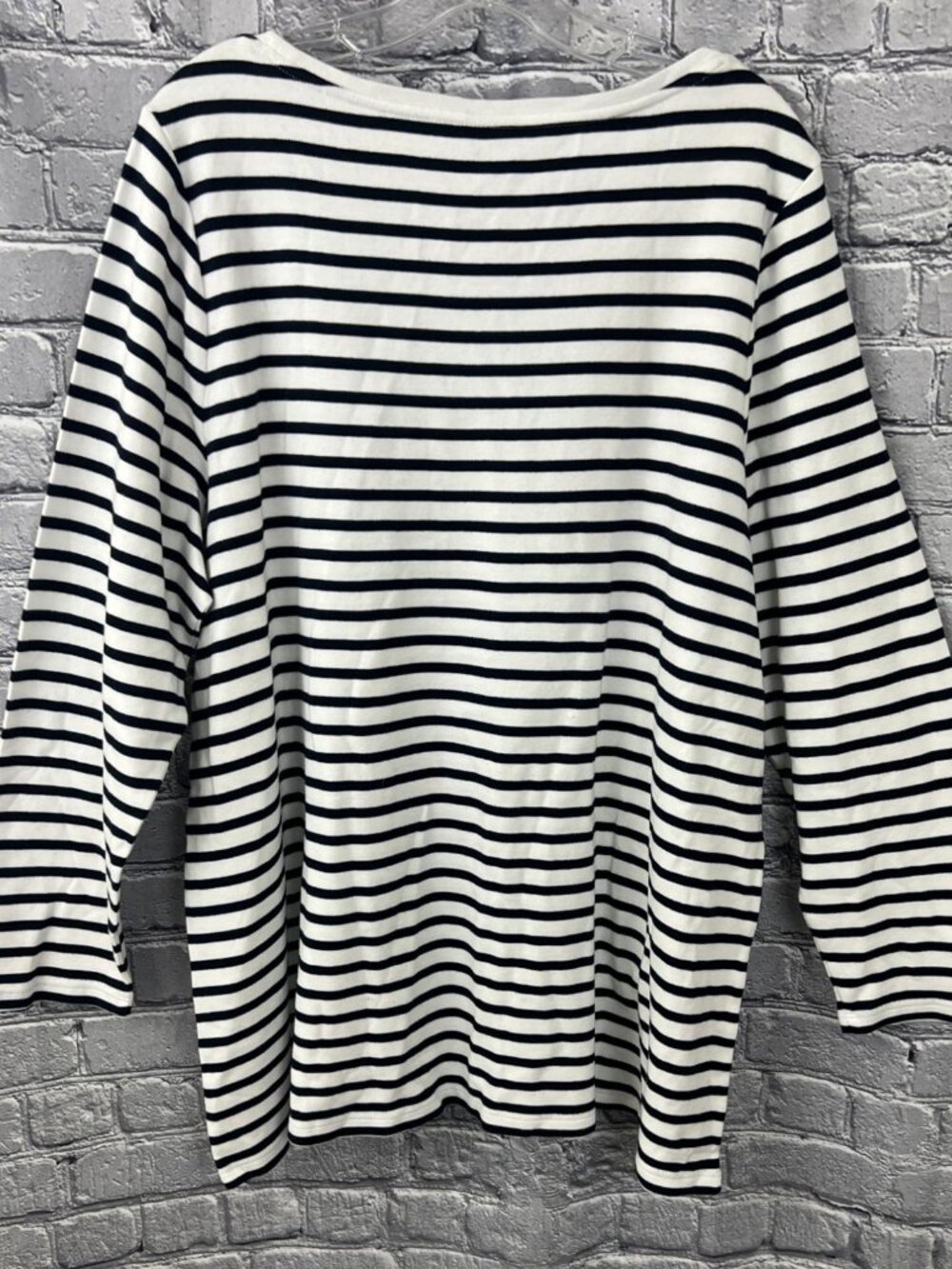 Chico's Stripe Side Button Tunic Top Size 4 US XXL LS Knit Classic Navy NWT - Picture 2 of 8